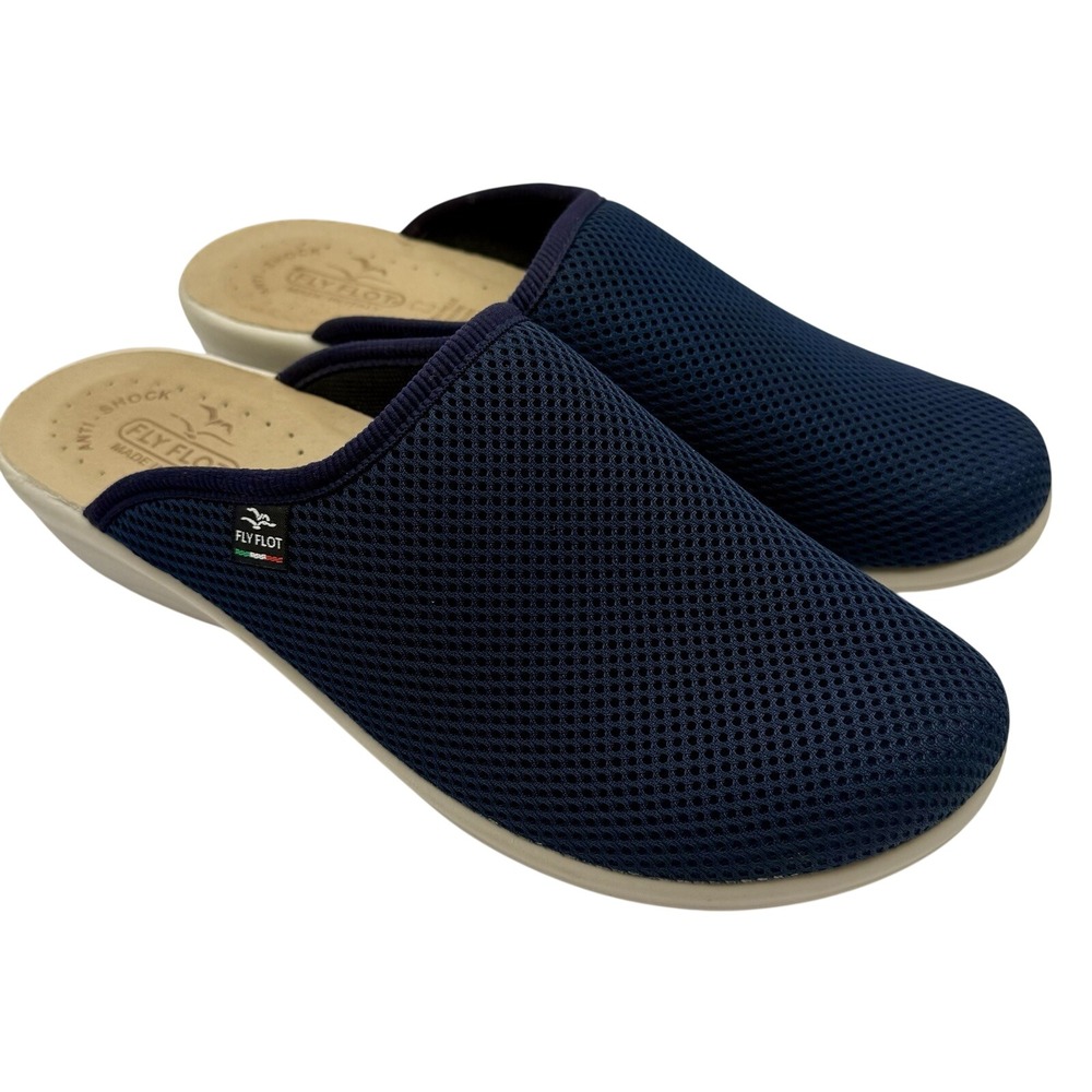 Fly Flot Italy Slip On Shoes 9.5/41 Blue Mesh Comfort Mules Clogs Boho Minimal